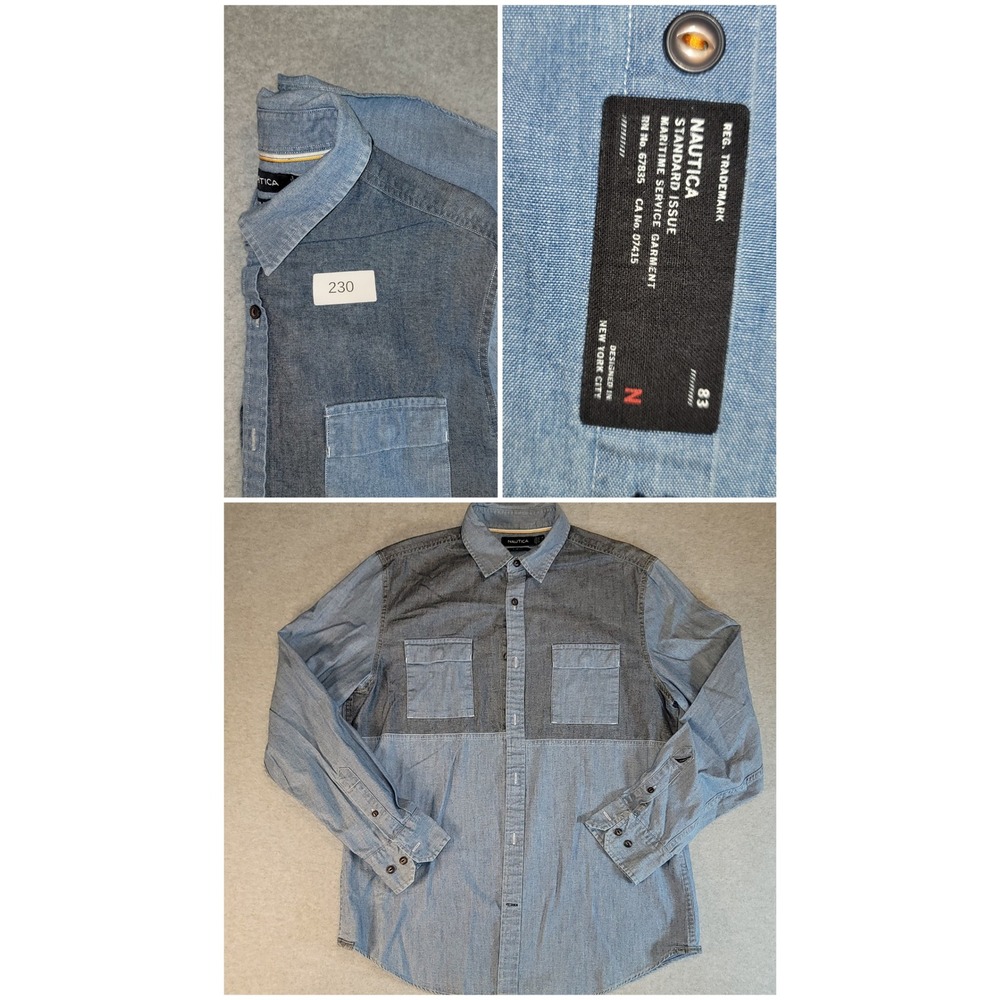 Nautica Mens size M maritime service button down shirt Y2K throwback